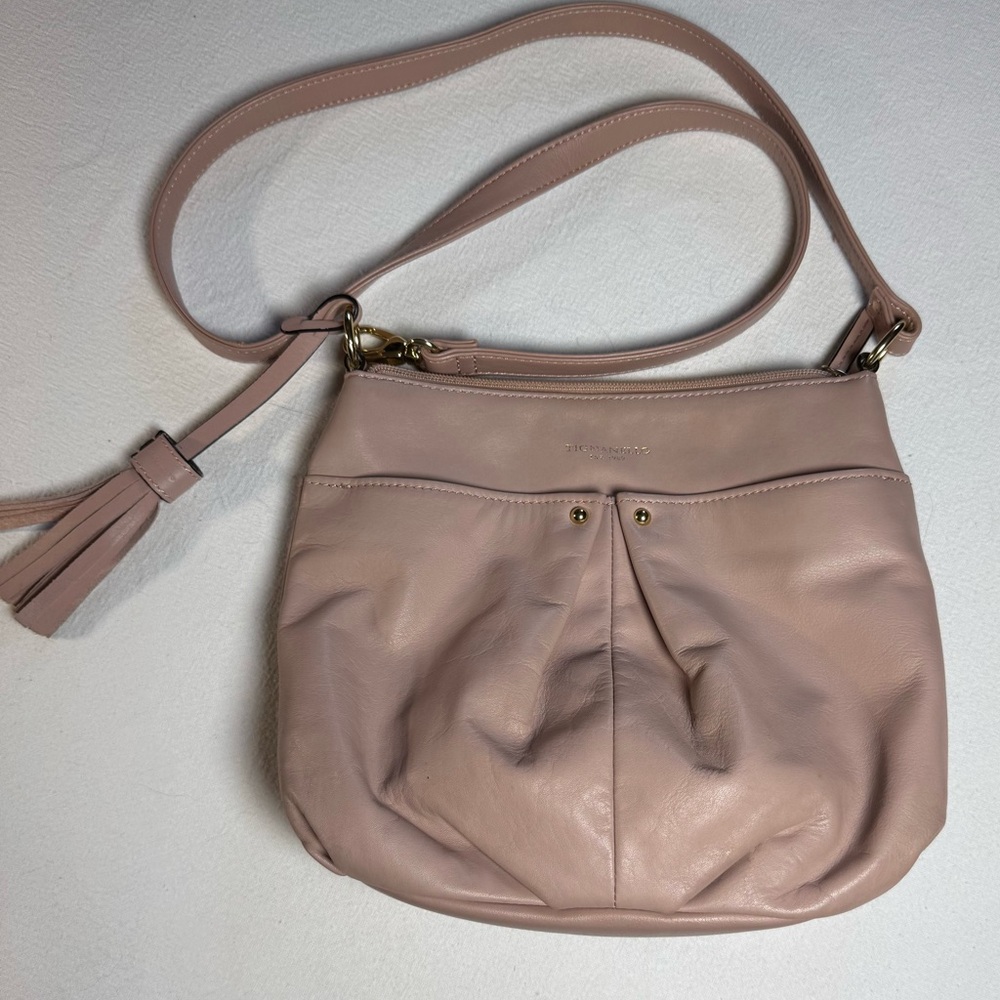 Soft Girl Leather Tignanello Beautiful Soft Pink Crossbody Bag Gold Hardware